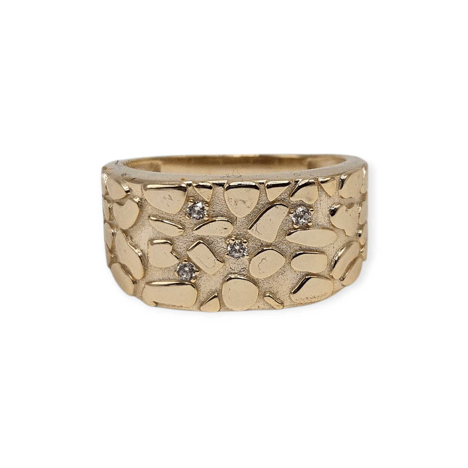 Silver 14K Gold Plated Nugget Ring for Men and Women