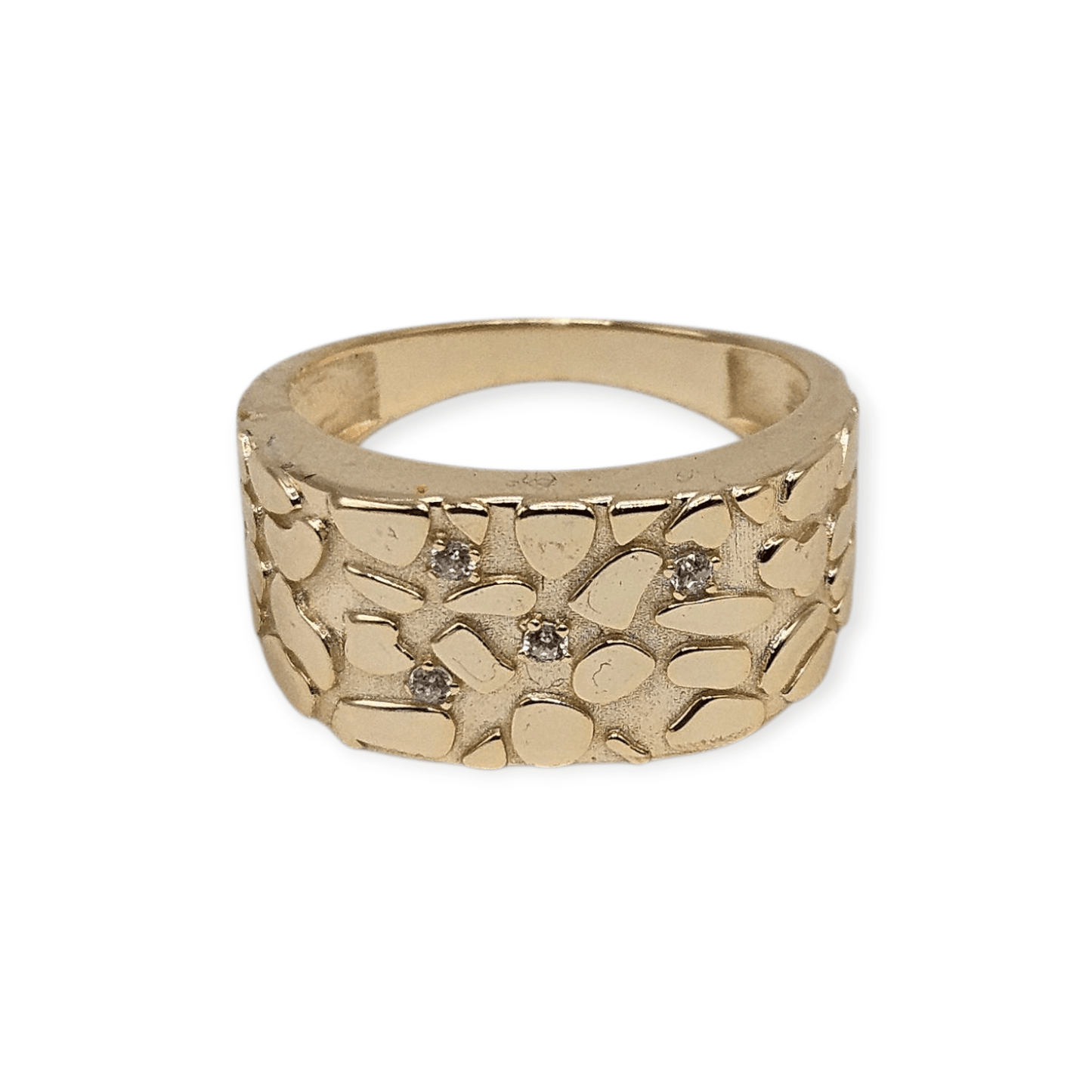 Silver 14K Gold Plated Nugget Ring for Men and Women