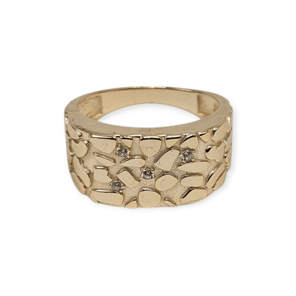 Silver 14K Gold Plated Nugget Ring for Men and Women