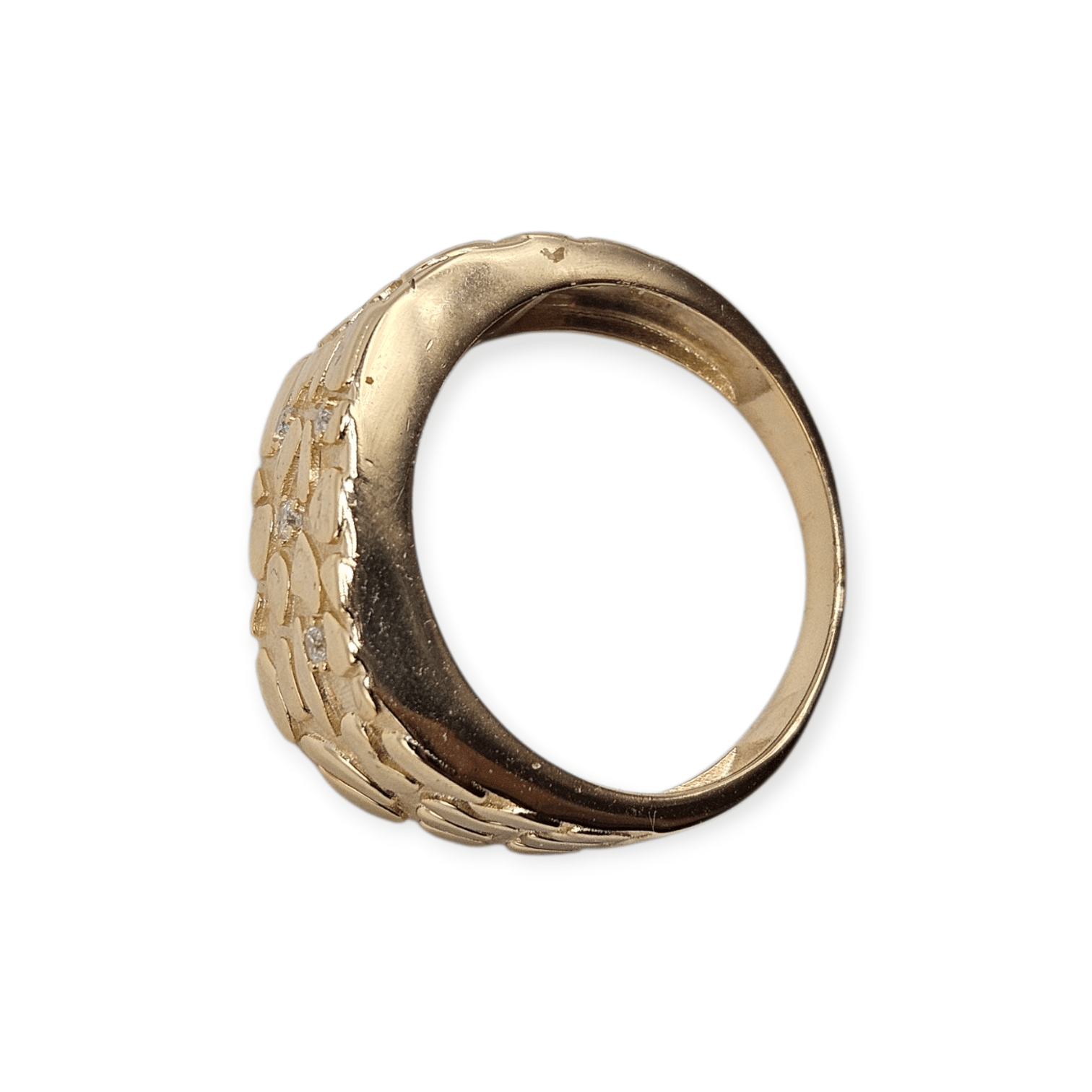 Silver 14K Gold Plated Nugget Ring for Men and Women