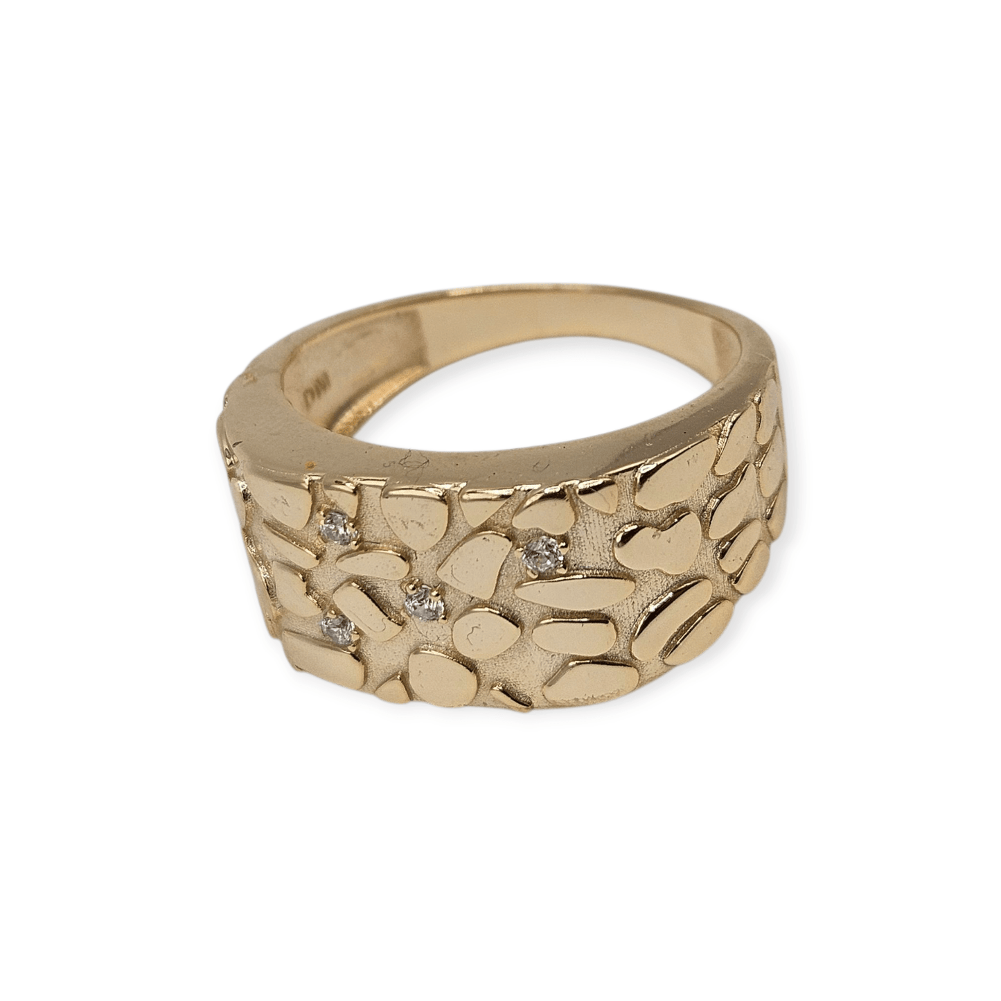 Silver 14K Gold Plated Nugget Ring for Men and Women