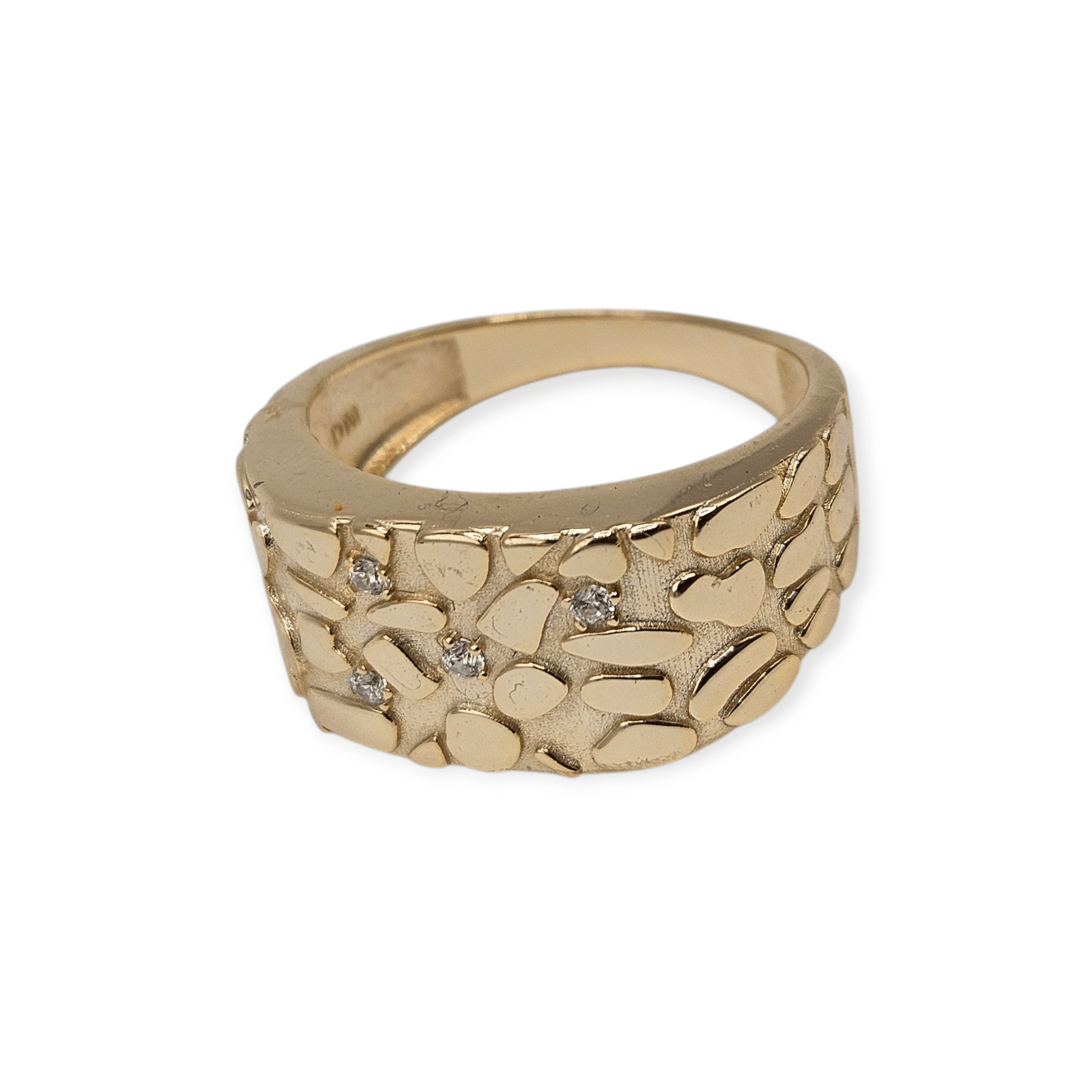 Silver 14K Gold Plated Nugget Ring for Men and Women