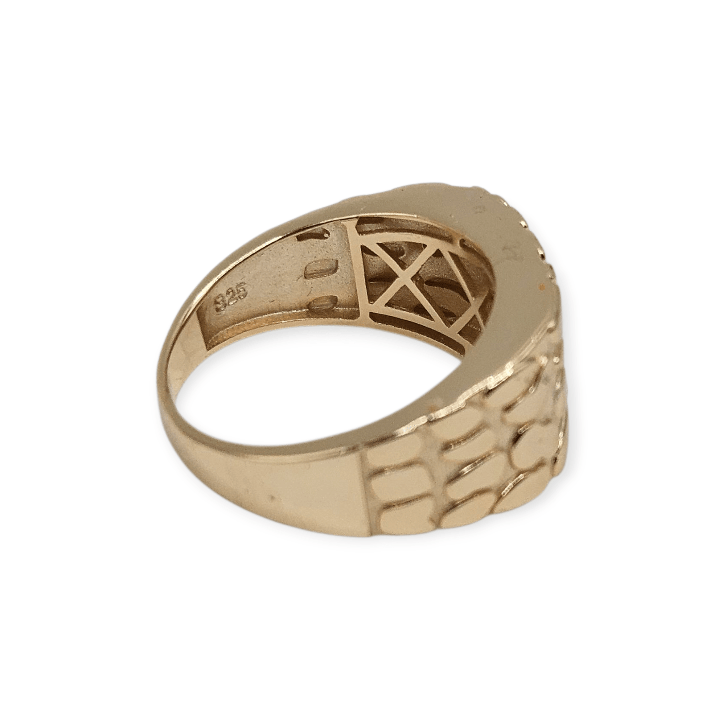 Silver 14K Gold Plated Nugget Ring for Men and Women