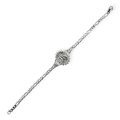 Silver 15th Birthday Bracelet Figaro Chain Style Bracelet 7.5"L