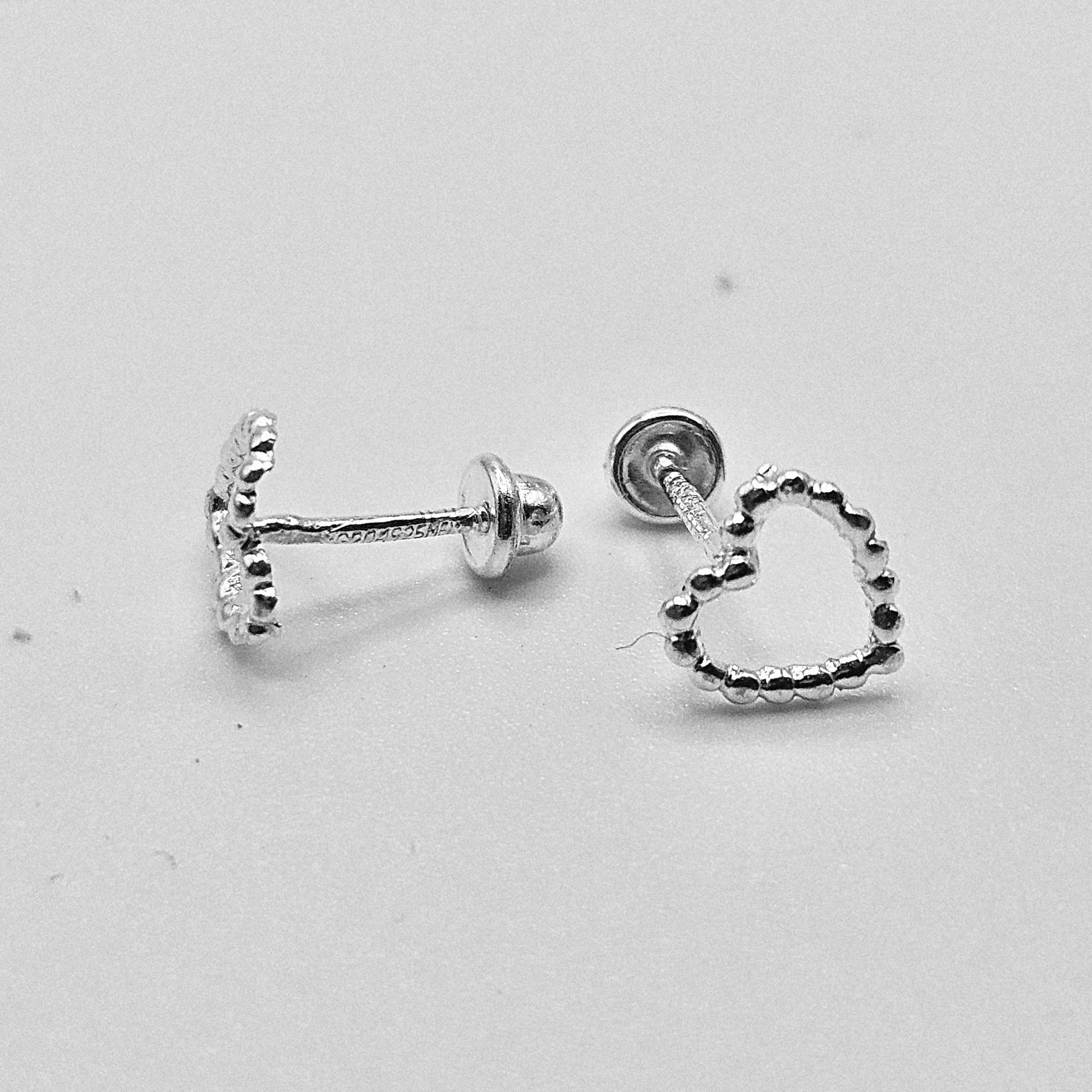 Silver 925 Baby Heart Shape Stud Earrings