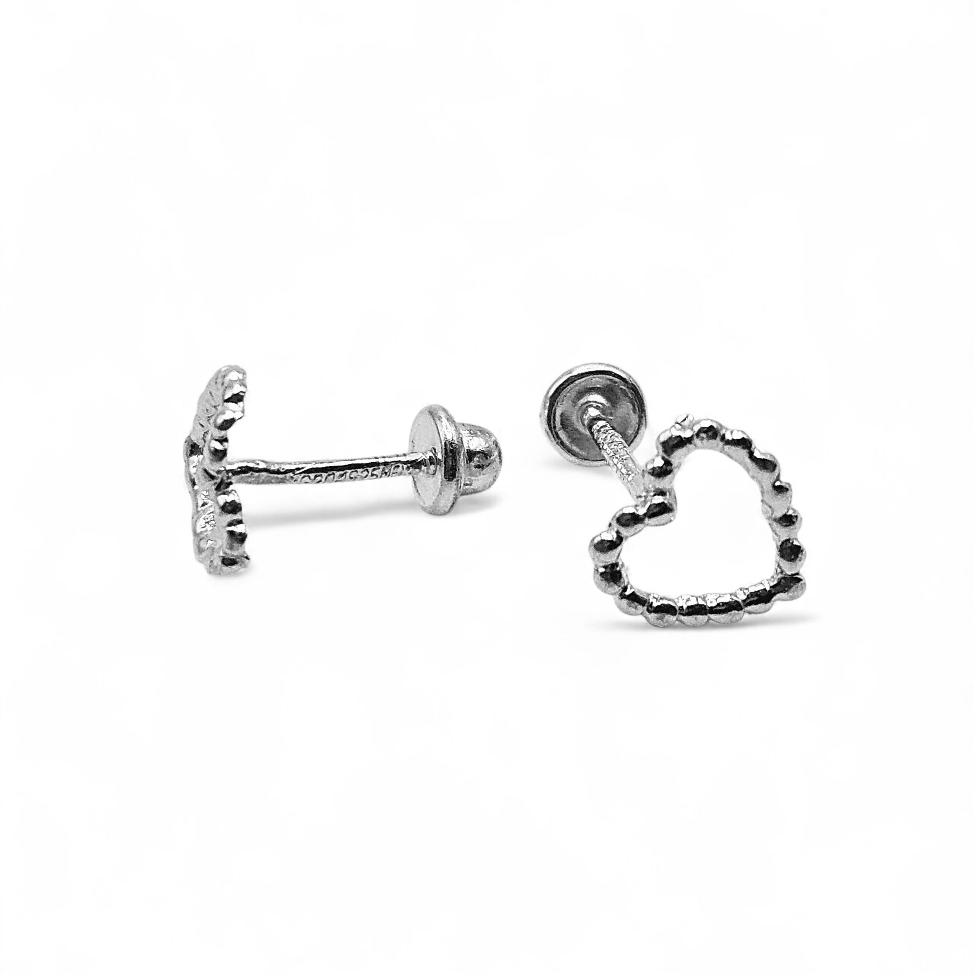 Silver 925 Baby Heart Shape Stud Earrings