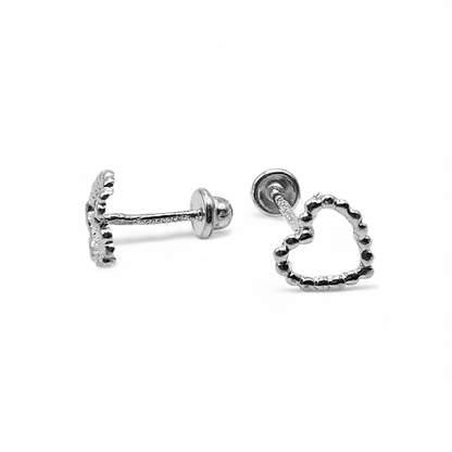 Silver 925 Baby Heart Shape Stud Earrings