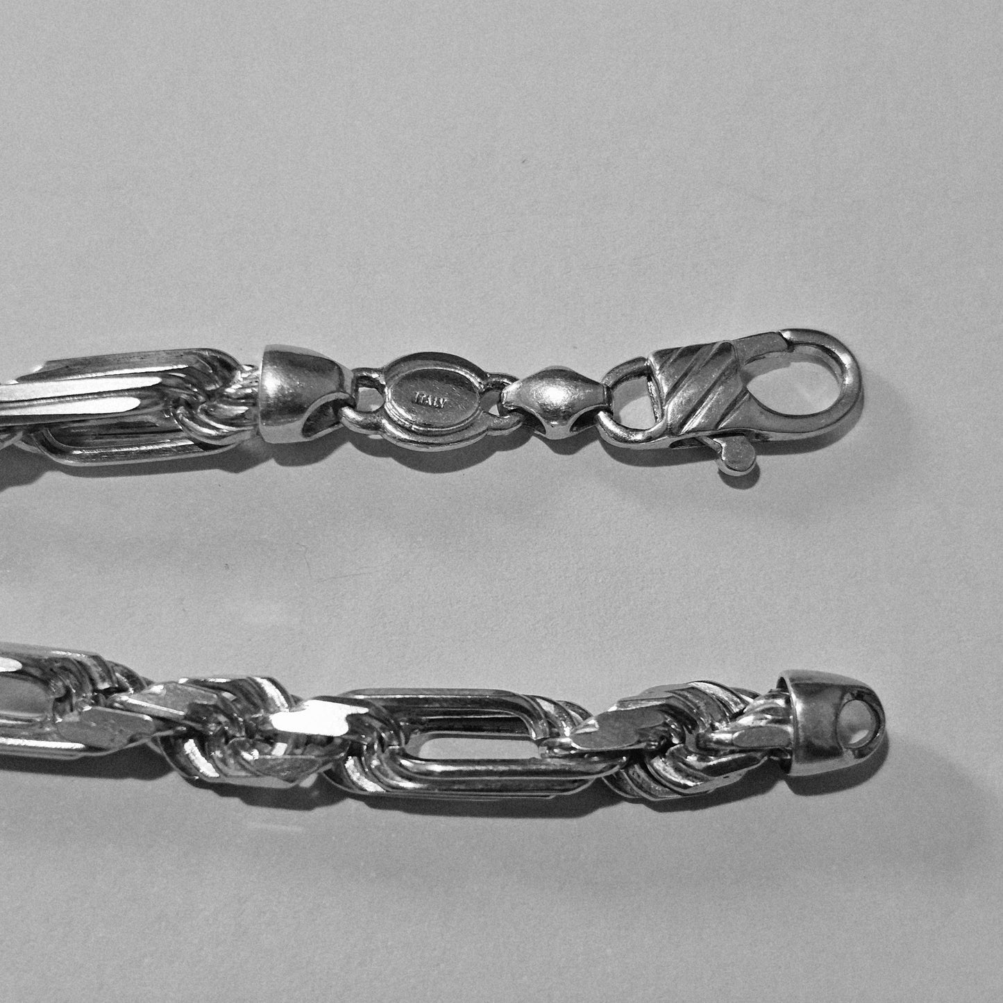 Silver 925 Bracelet Figarope Milano Chain 9"L 6mm W