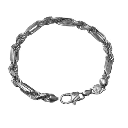 Silver 925 Bracelet Figarope Milano Chain 9"L 6mm W