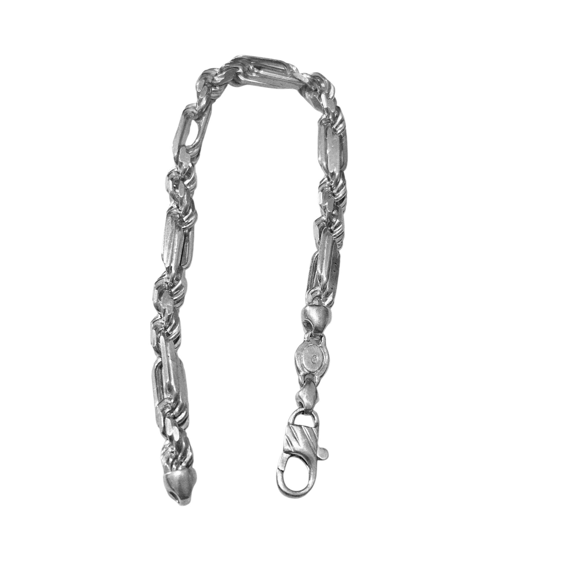 Silver 925 Bracelet Figarope Milano Chain 9"L 6mm W