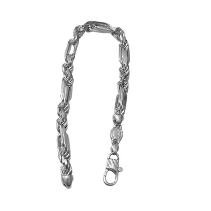 Silver 925 Bracelet Figarope Milano Chain 9"L 6mm W