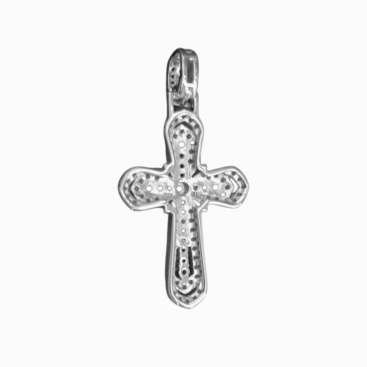 Silver Cross Pendant with White Cubic Zirconia Stones