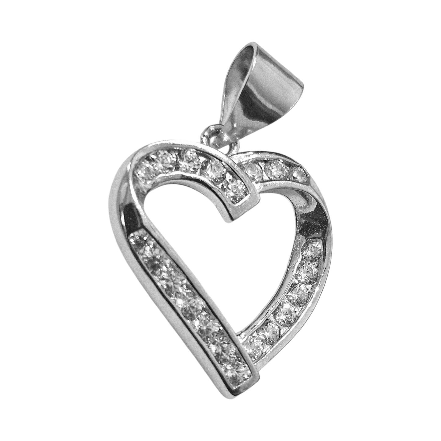 Silver Heart Pendant Silver 925 with White Cubic Zirconia Stones