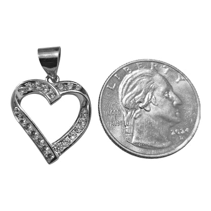Silver Heart Pendant Silver 925 with White Cubic Zirconia Stones