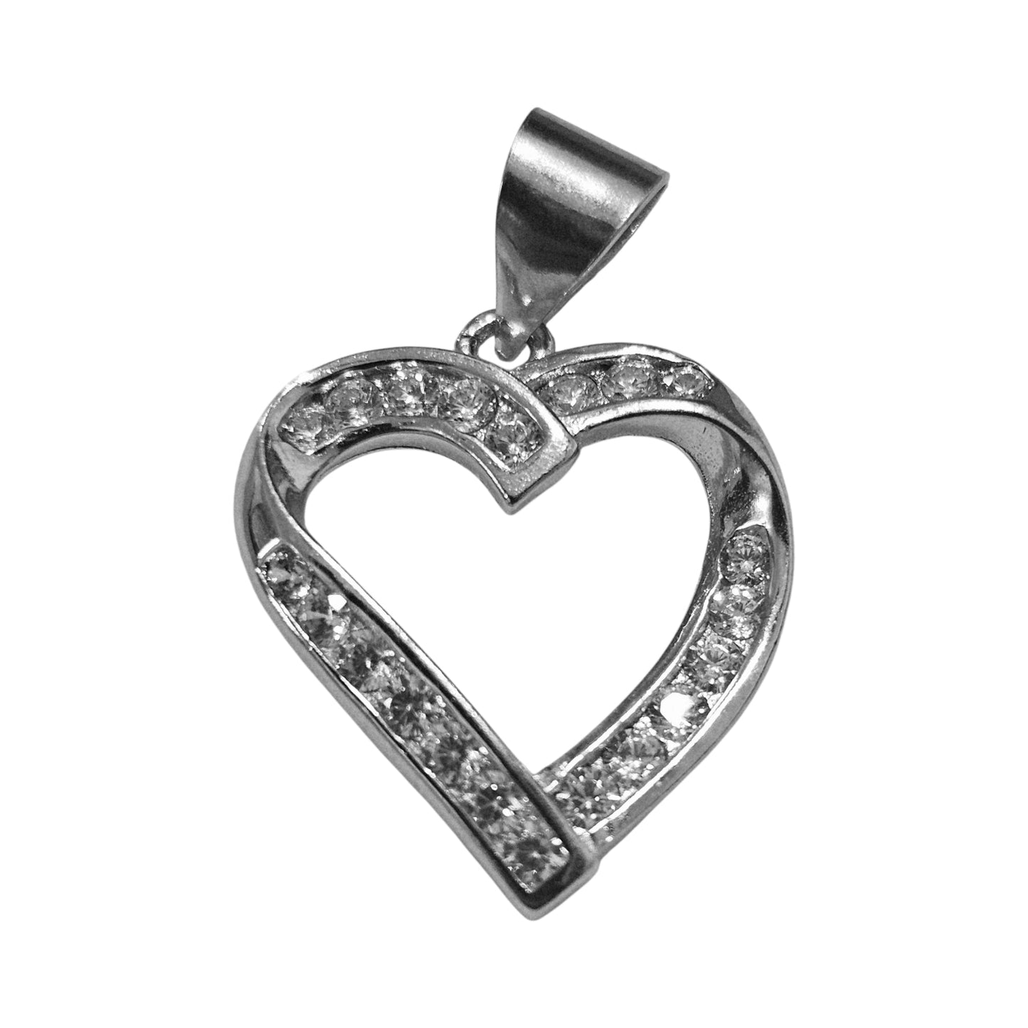 Silver Heart Pendant Silver 925 with White Cubic Zirconia Stones