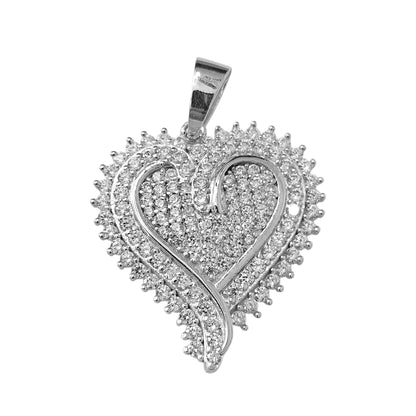 Silver Heart Pendant Sterling Silver with White Cubic Zirconia Stones