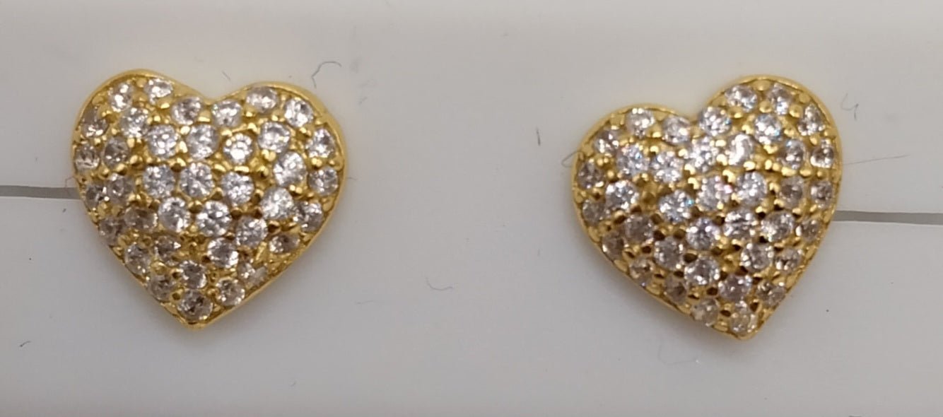 Silver Heart with White Cubic Zirconia Stones Stud Earrings