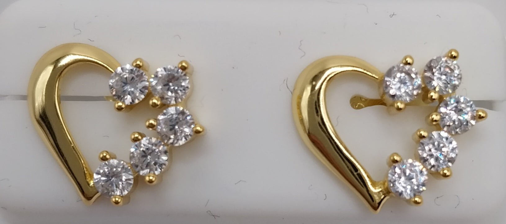 Silver Heart with White Cubic Zirconia Stones Stud Earrings