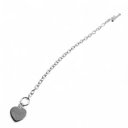 Silver Link Charm Personalized Bracelet with Heart Charm 925 Silver