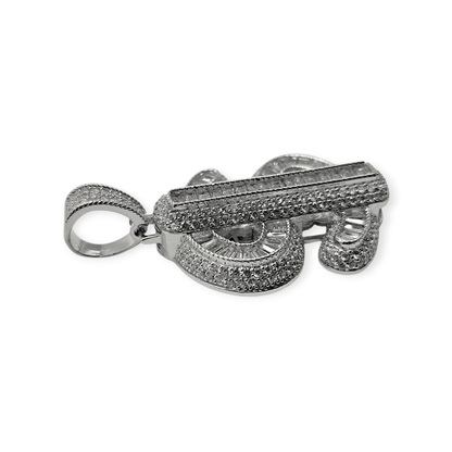 Silver Money Sign Pendant with Cubic Zirconia Stones for Men or Women