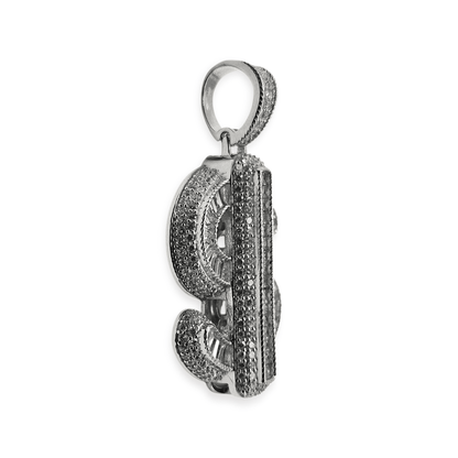 Silver Money Sign Pendant with Cubic Zirconia Stones for Men or Women
