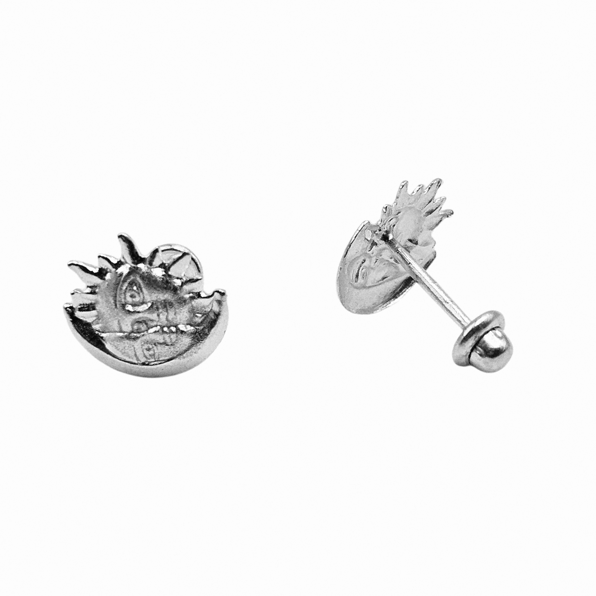 Silver Moon and Sun Stud Earrings for Girls 925 Silver