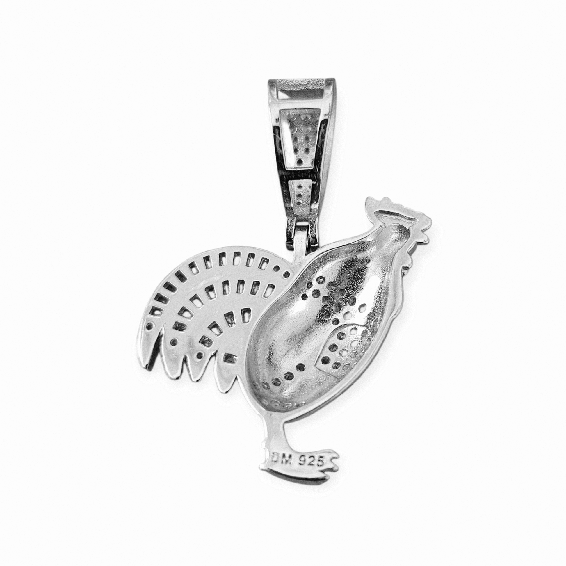 Silver Rooster Pendant with White Cubic Zirconia Silver 925