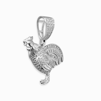Silver Rooster Pendant with White Cubic Zirconia Silver 925