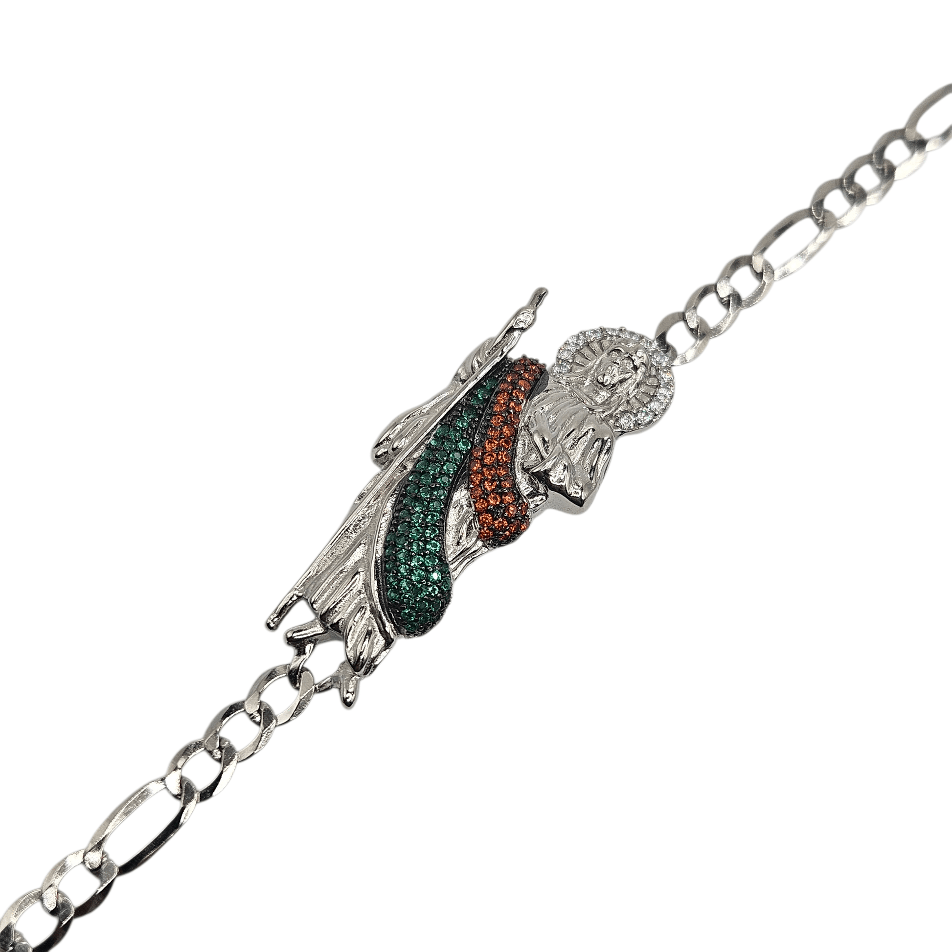 Silver Saint Jude Bracelet for Men or Women 7.5"L