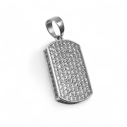 Silver Tag Cubic Zirconia Charm 925 Silver