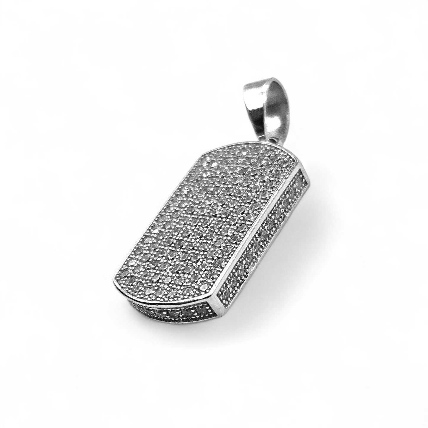 Silver Tag Cubic Zirconia Charm 925 Silver