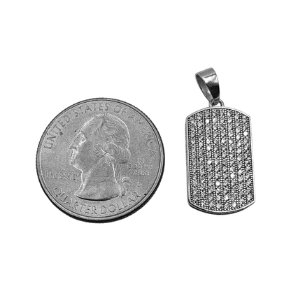 Silver Tag Cubic Zirconia Charm 925 Silver