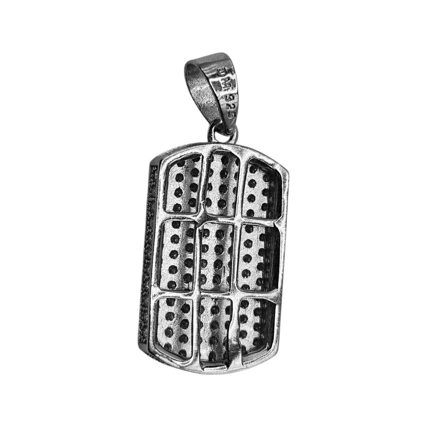 Silver Tag Cubic Zirconia Charm 925 Silver
