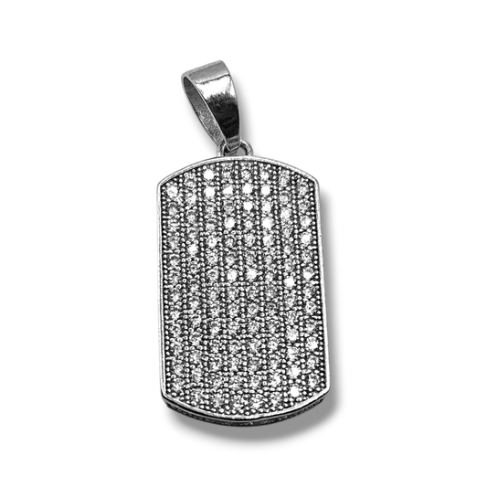 Silver Tag Cubic Zirconia Charm 925 Silver
