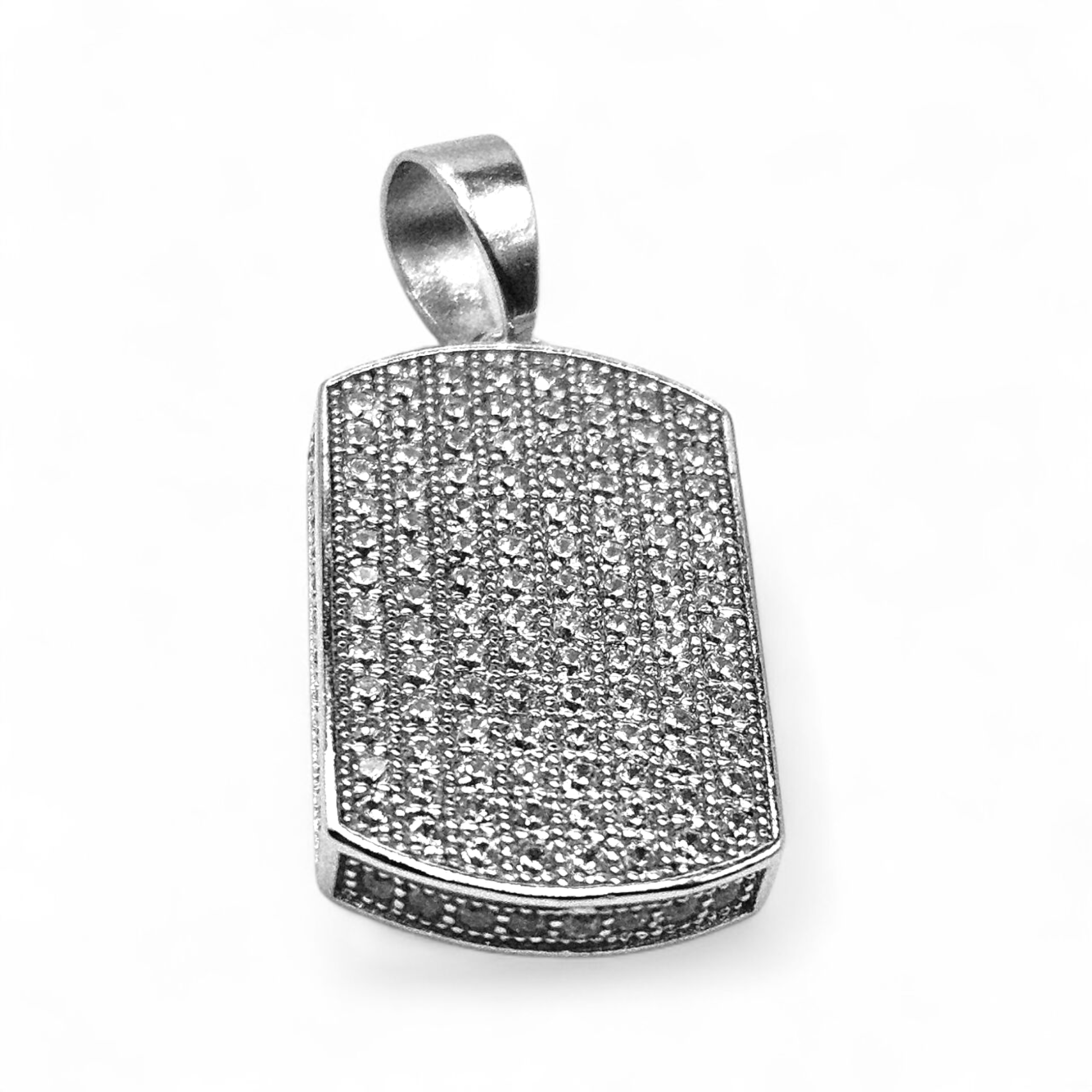 Silver Tag Cubic Zirconia Charm 925 Silver