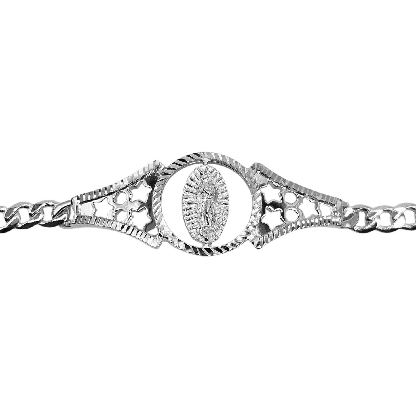 Silver Virgen Mary Bracelet 7"L for Women