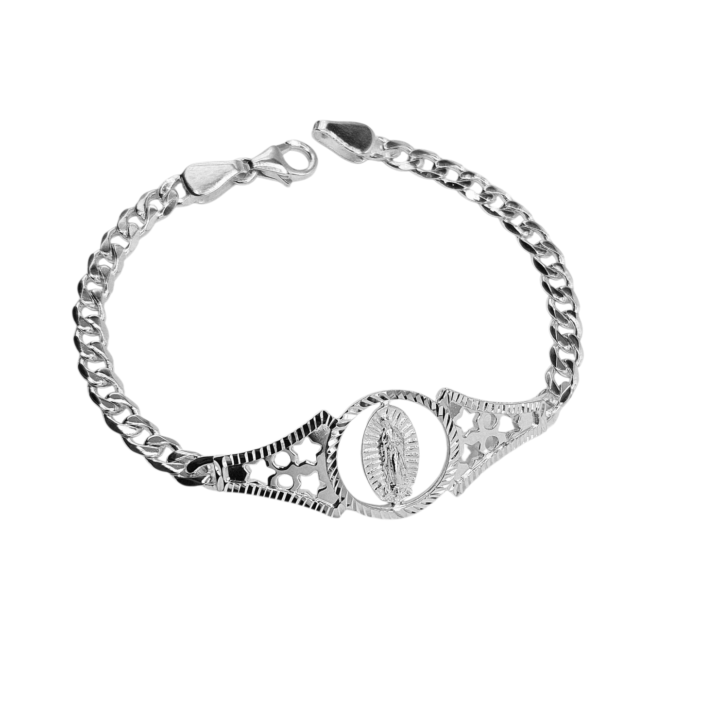 Silver Virgen Mary Bracelet 7"L for Women