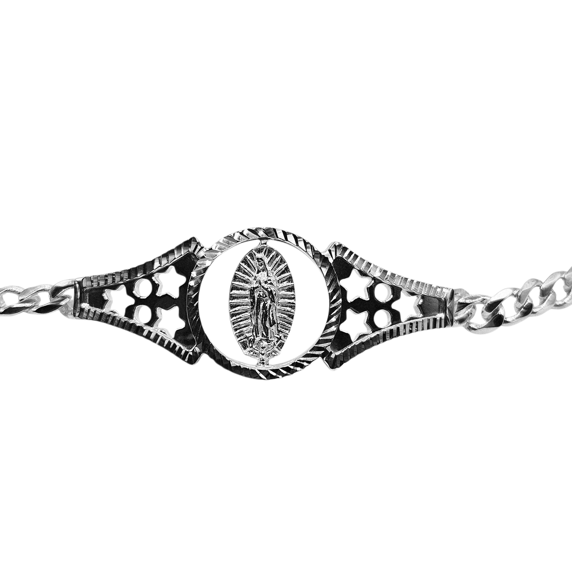 Silver Virgen Mary Bracelet 7"L for Women