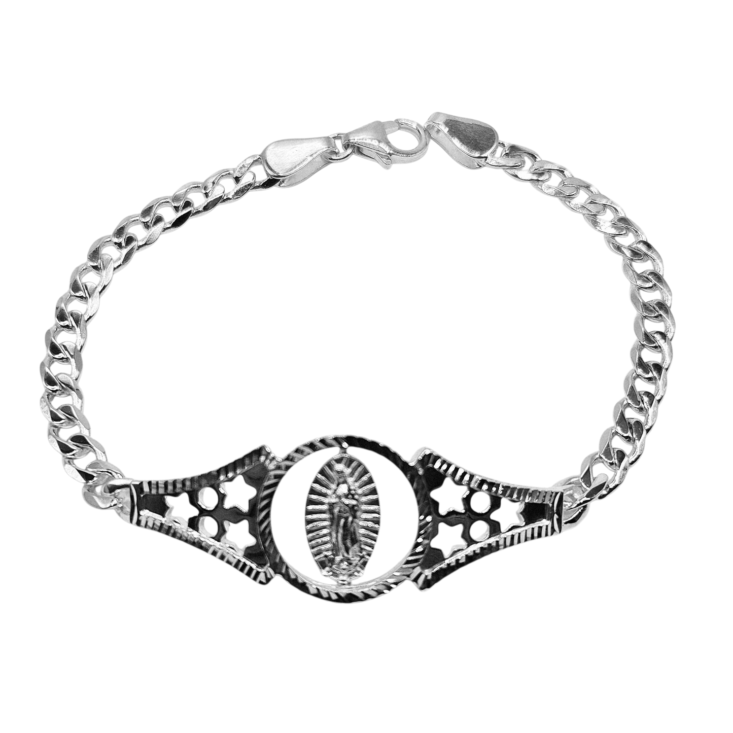 Silver Virgen Mary Bracelet 7"L for Women