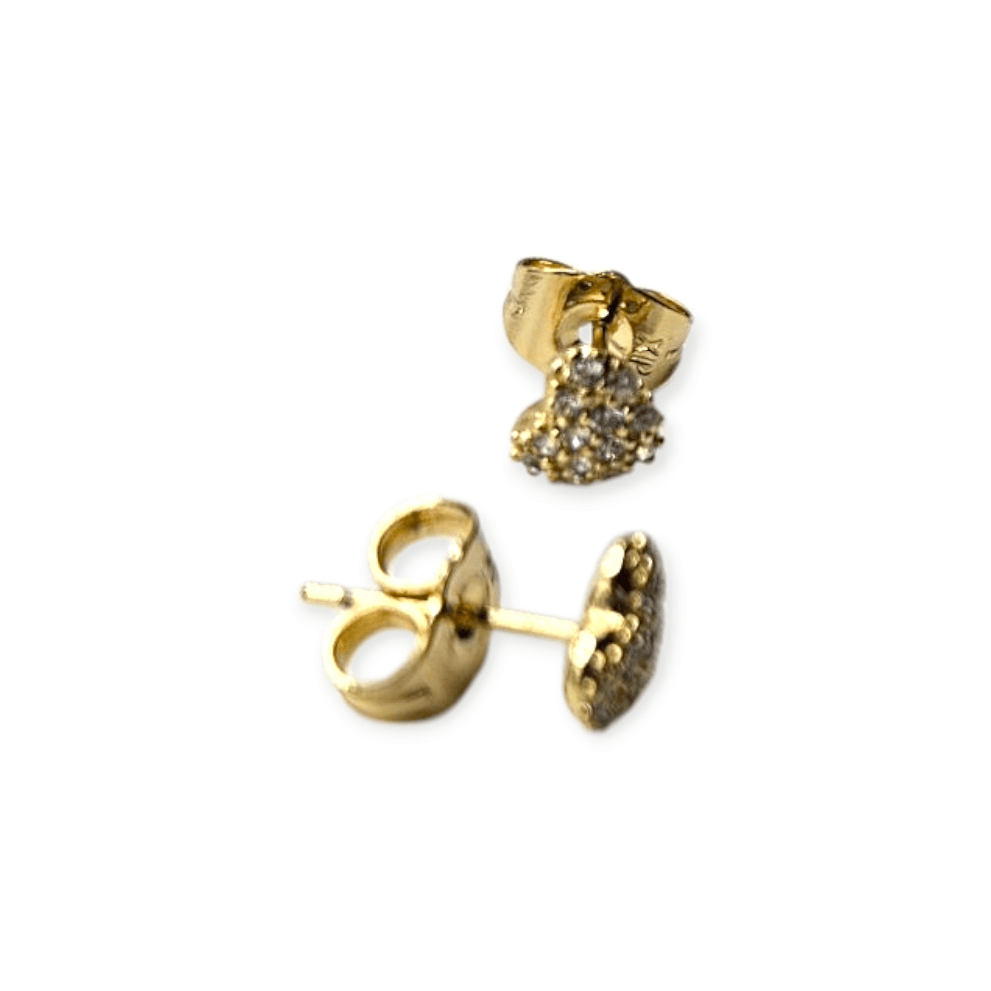 Small Heart and CZ 14k Gold Plated Stud Earrings