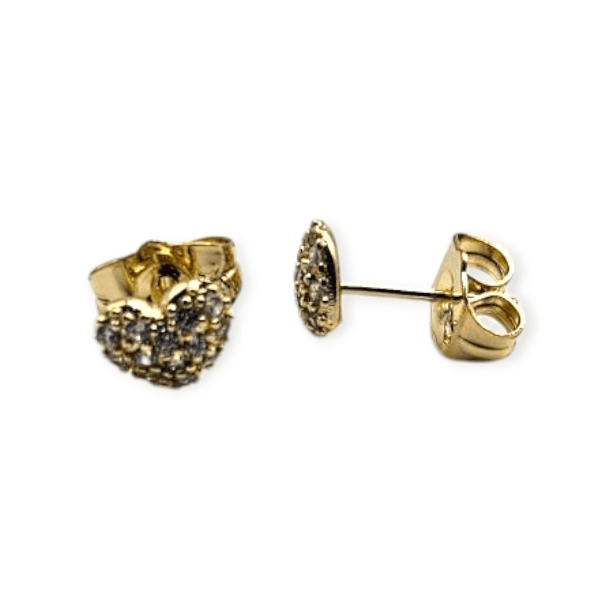 Small Heart and CZ 14k Gold Plated Stud Earrings