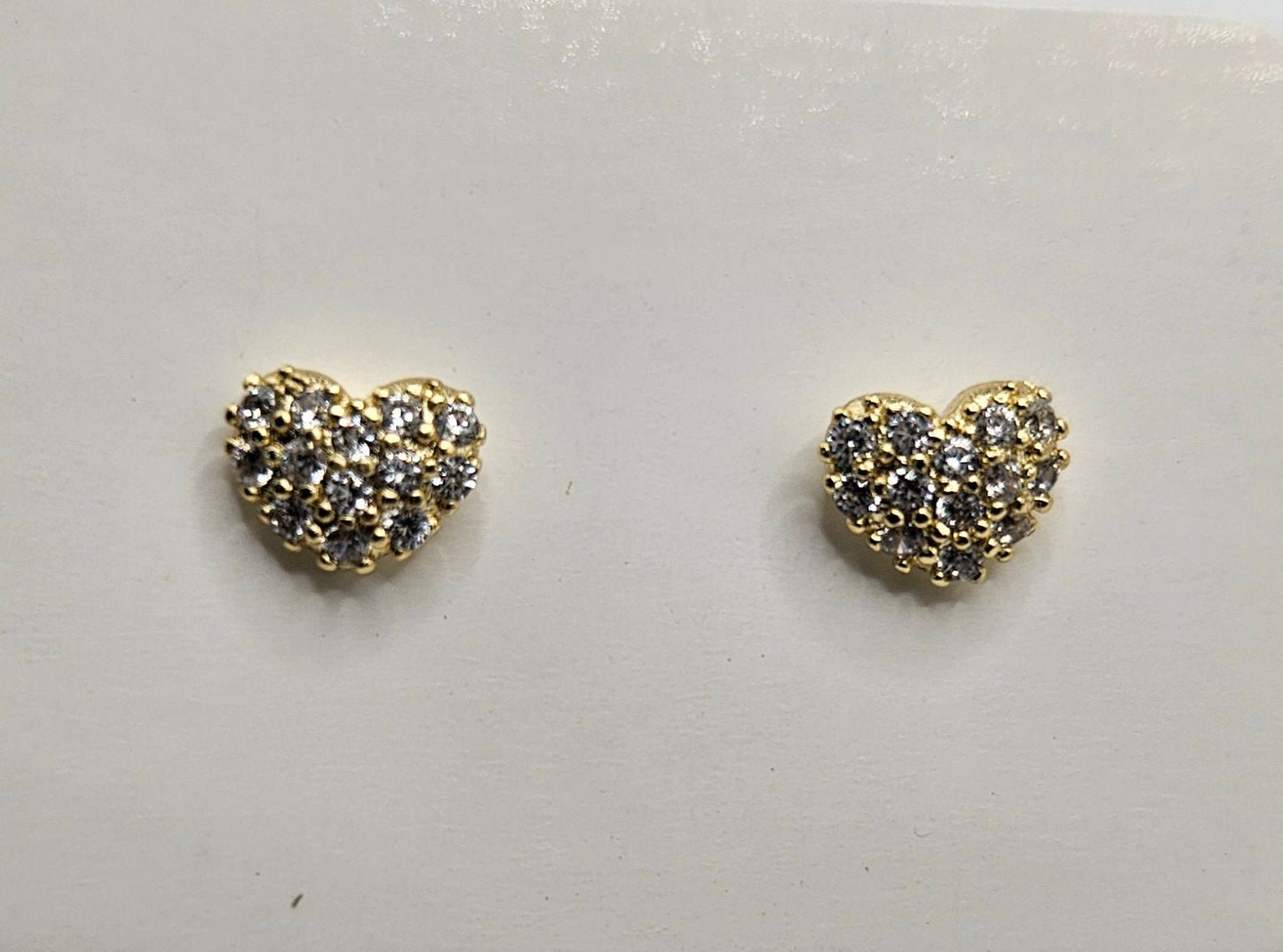 Small Heart and CZ 14k Gold Plated Stud Earrings