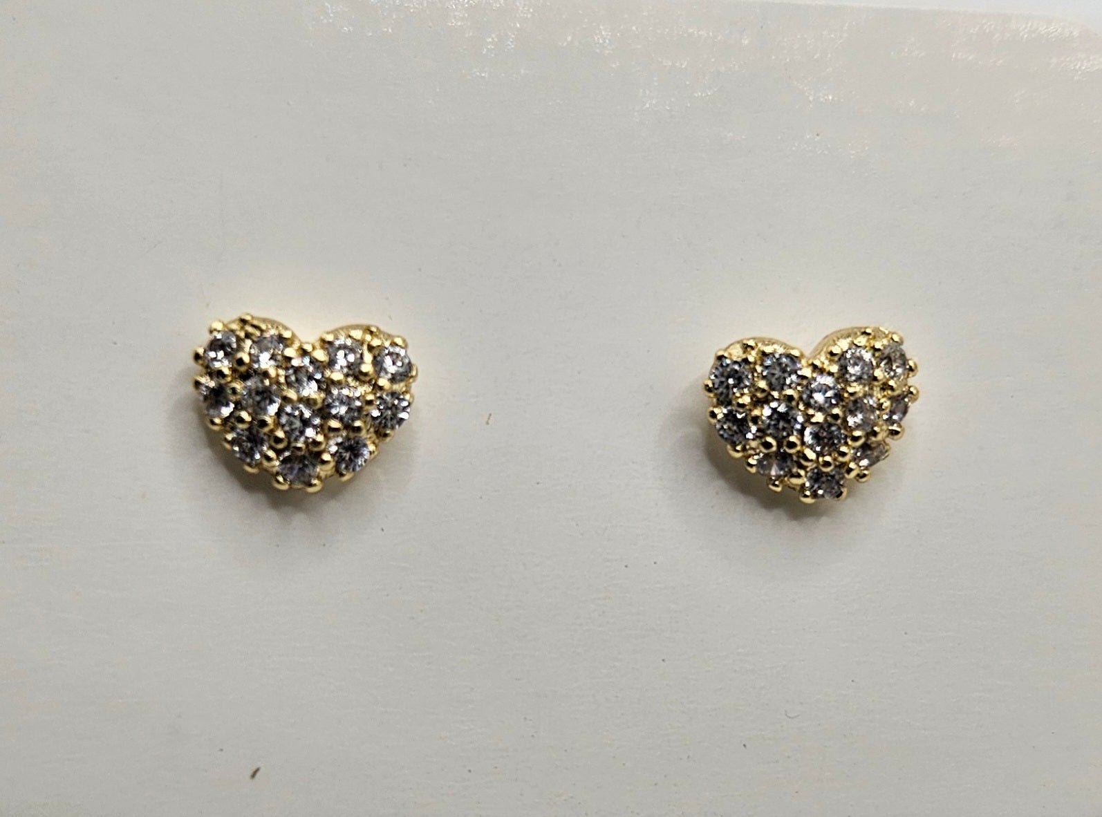 Small Heart and CZ 14k Gold Plated Stud Earrings