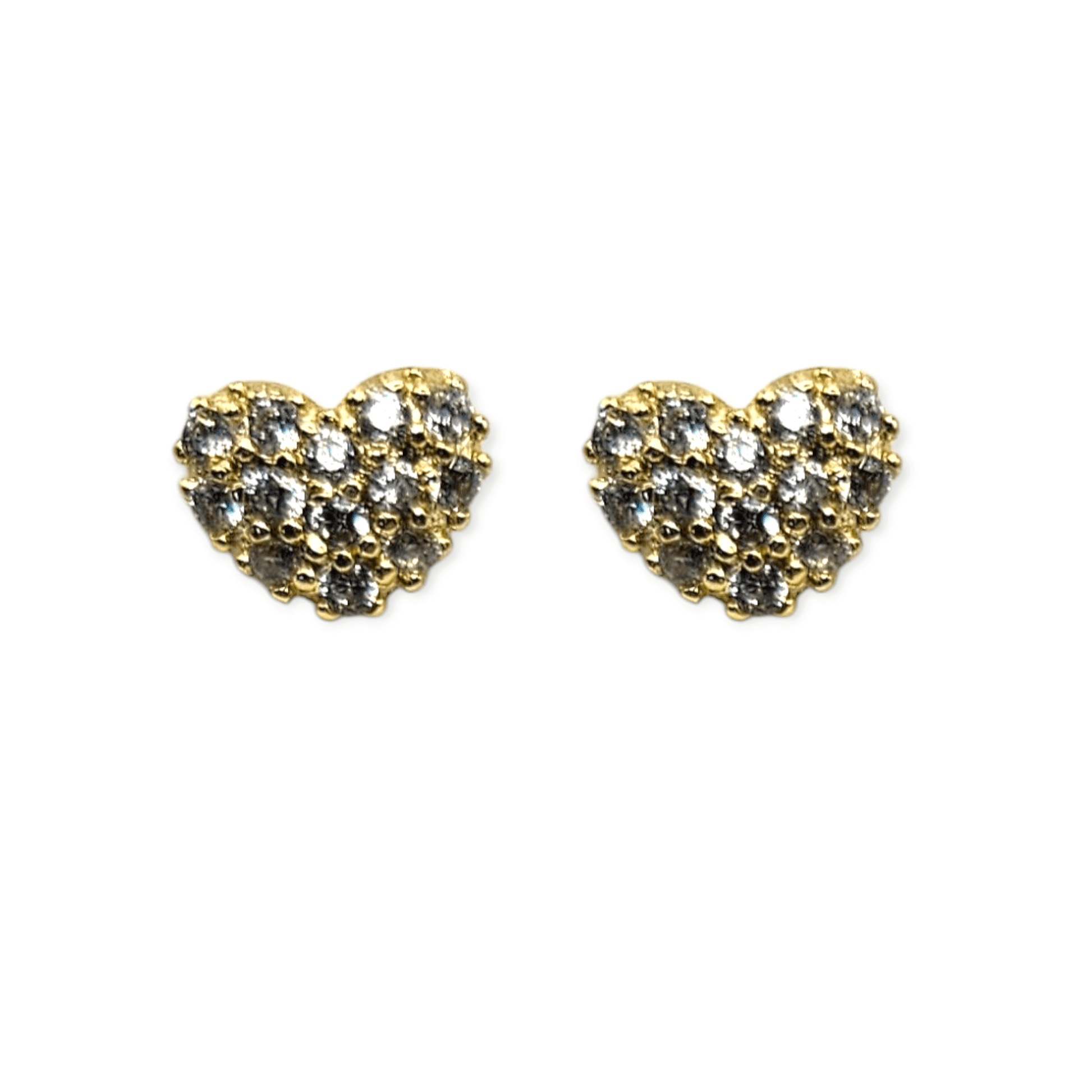 Small Heart and CZ 14k Gold Plated Stud Earrings
