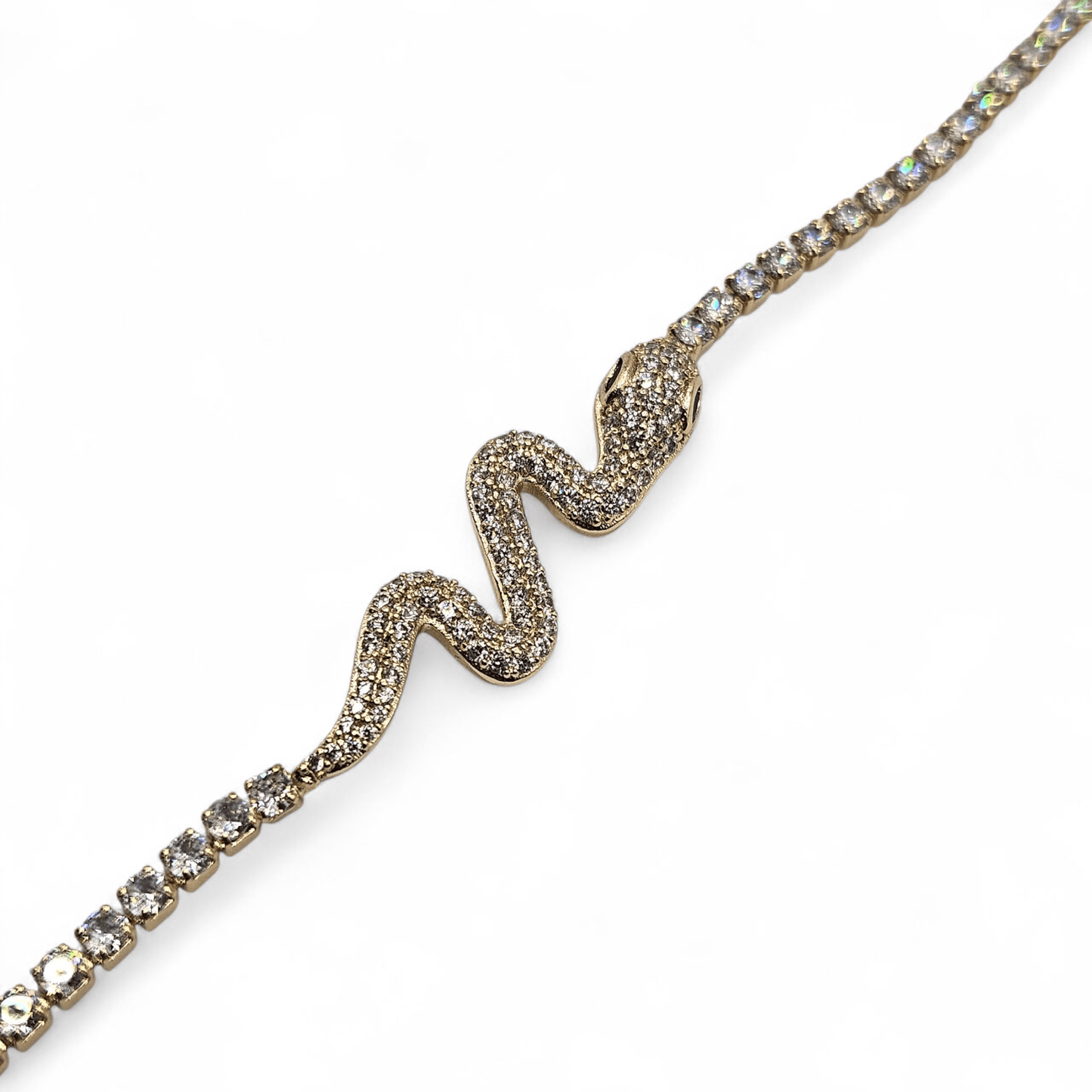 Snake Bracelet 14k Gold Plated Tennis Cubic Zirconia Stones for Women