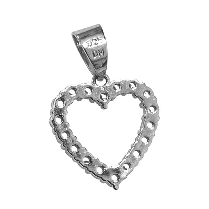 Sterling Silver Heart Pendant with White Cubic Zirconia Stones