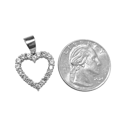 Sterling Silver Heart Pendant with White Cubic Zirconia Stones