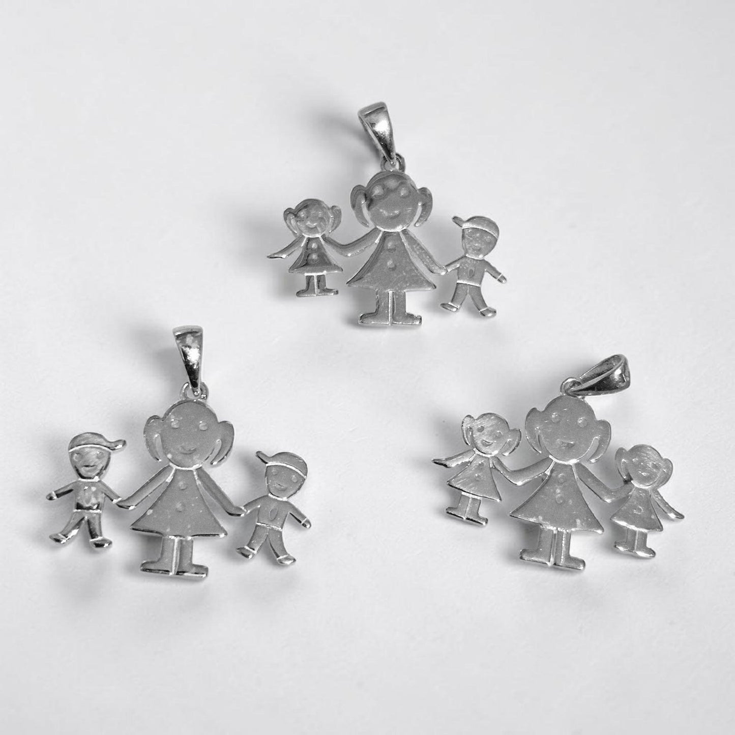 Sterling Silver Mom and Children Charm Pendant Laser Engravable