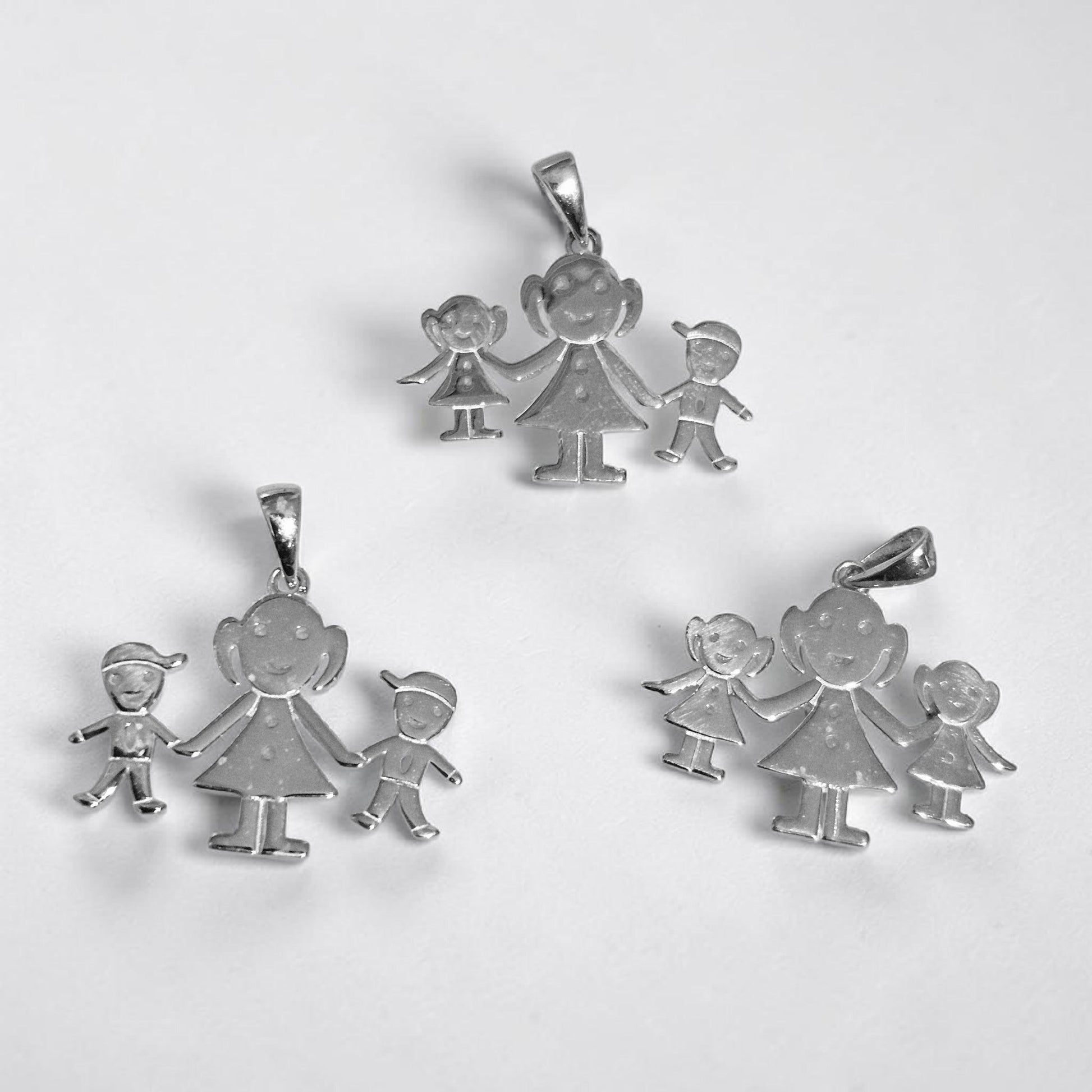 Sterling Silver Mom and Children Charm Pendant Laser Engravable