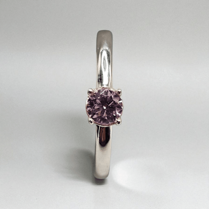 Sterling Silver Pink Solitaire Birthstone Girls Ring